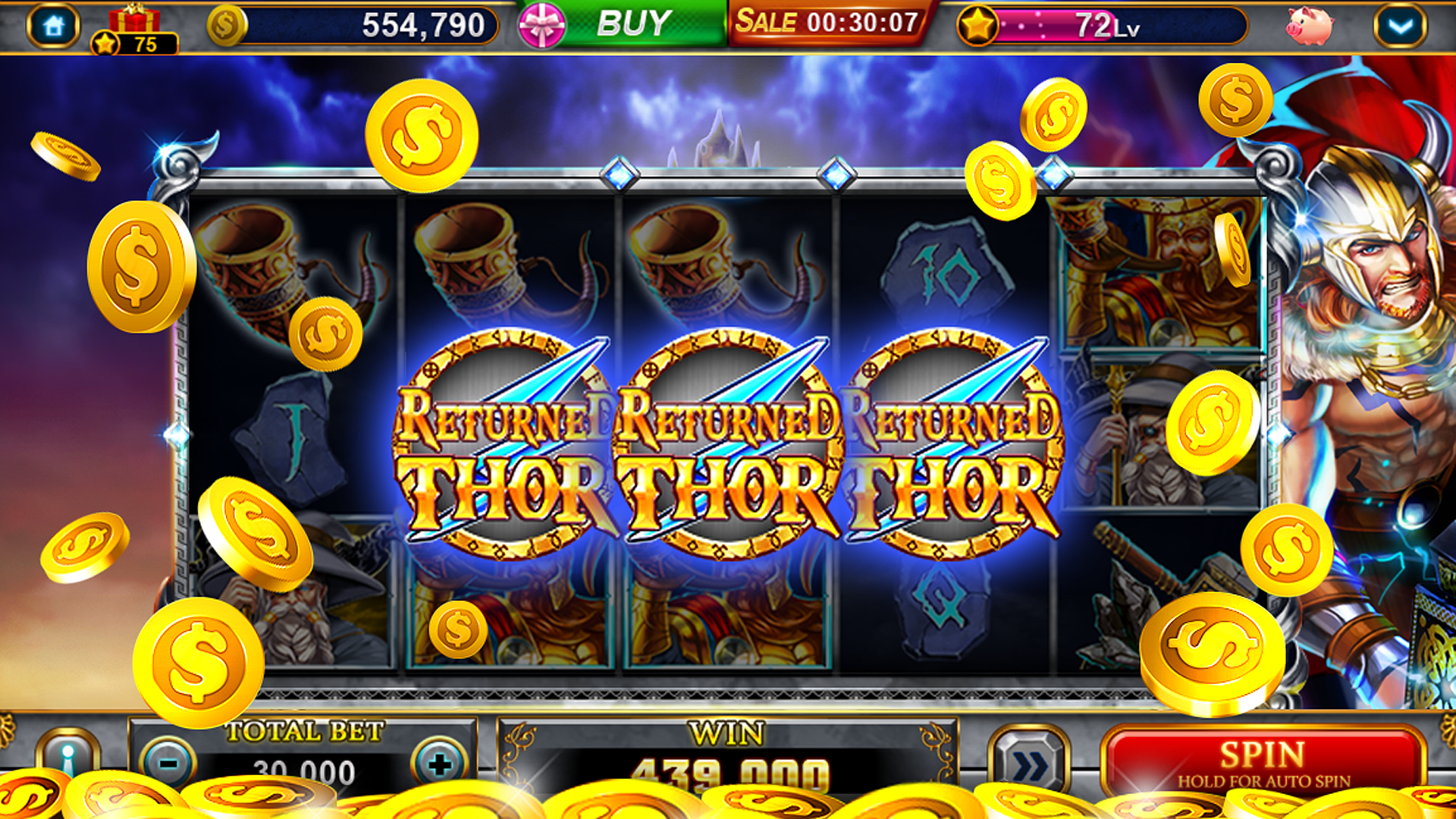 A detailed view of a slot game's winning combination on the 66win app.